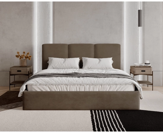 Podwójne slim łóżko 160x200 tapicerowane z pojemnikiem Mira