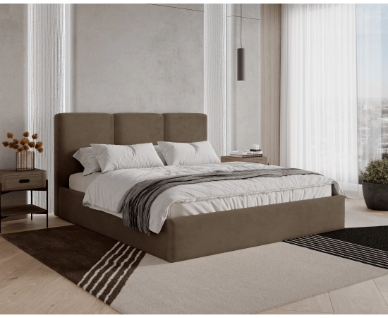 Podwójne slim łóżko 160x200 tapicerowane z pojemnikiem Mira