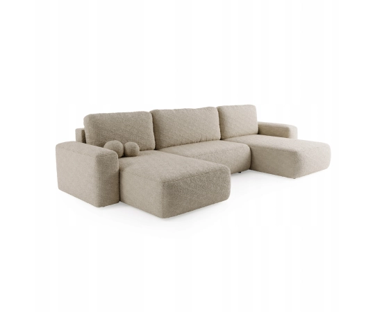 Narożnik w kształcie U tkanina boucle, okrągłe kształty Ornello U