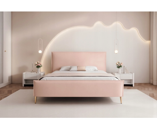 Łóżko tapicerowane ozdobne wezgłowie 180x200 na nogach velvet Pillow II