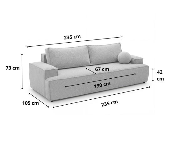 Sofa rozkładana do salonu tkanina boucle z funkcją spania Arvo