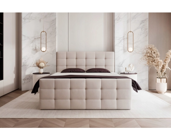 Stylowe łóżko Chesterfield kontynentalne 160x200 z materacem bonel Viva