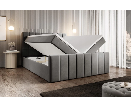 Duże łóżko 200x200 kontynentalne velvet tapicerowane pianka Zuno