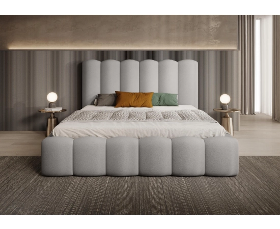 Designerskie łóżko sypialniane 160x200 z półwałkami efekt chmurki Tessa