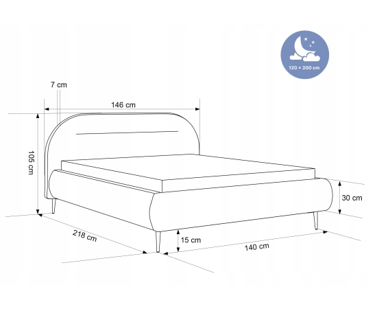 Młodzieżowe łóżko sypialniane 120x200 Apolline II