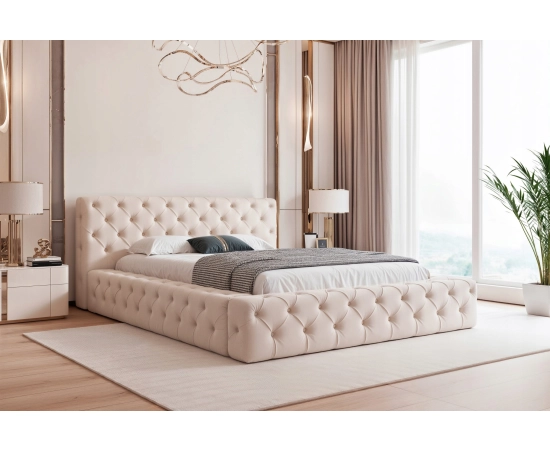 Łóżko pikowane chesterfield z grubymi boczkami 120x200 Clara