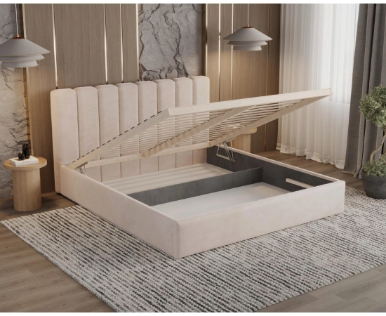 Slim łóżko z pojemnikiem 140x200 tapicerowane Nuvia