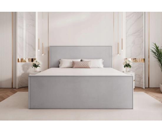 Eleganckie łóżko 160x200 kontynentalne z materacem i lamówką Lunara II