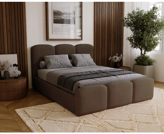 Obłe duże łóżko z pojemnikiem 200x200 Camille