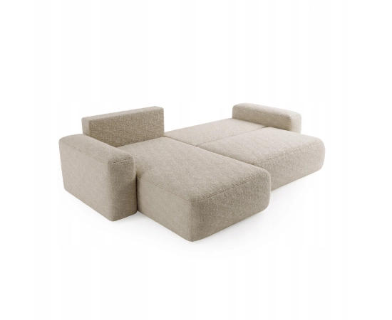 Narożnik z otomaną tkanina boucle, okrągłe kształty Ornello L