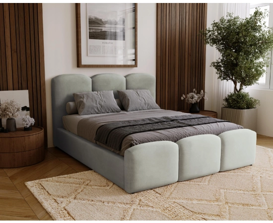Bufiaste łóżko sypialniane efektowny model z pojemnikiem 180x200 Camille
