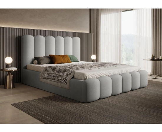 Designerskie łóżko sypialniane 160x200 z półwałkami efekt chmurki Tessa