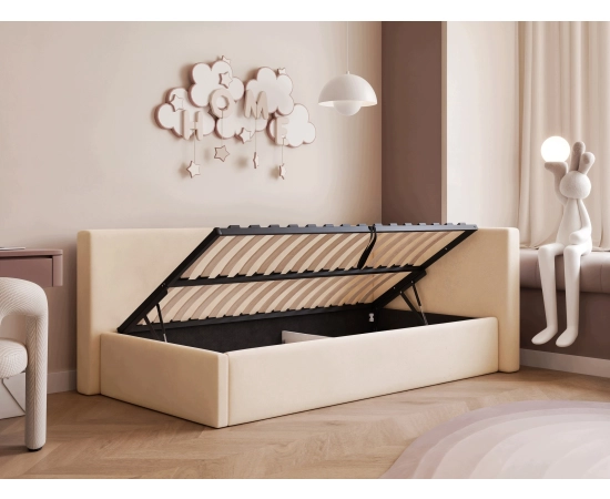 Łóżko do pokoju dziecka pojedyncze z pojemnikiem boucle 120x200 Fibi Kids