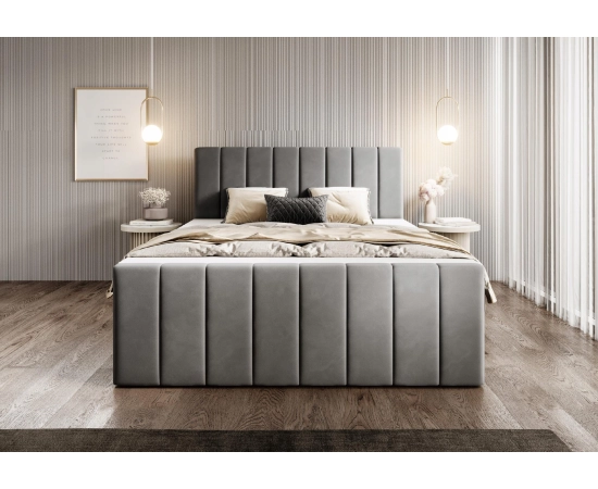 Duże łóżko 200x200 kontynentalne velvet tapicerowane pianka Zuno