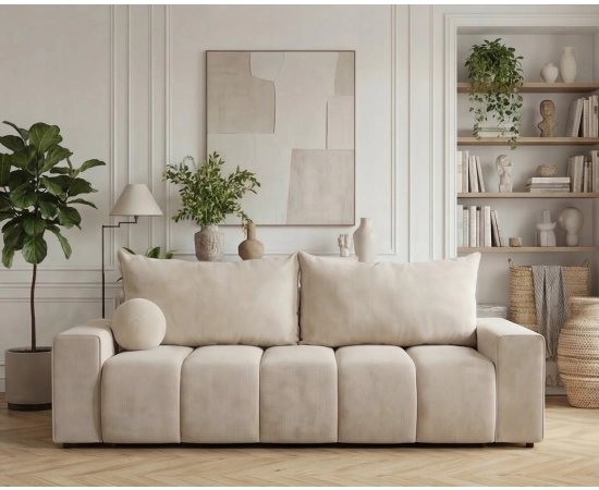 Nowoczesna sofa do salony obłe przeszycia na siedzisku Mavi