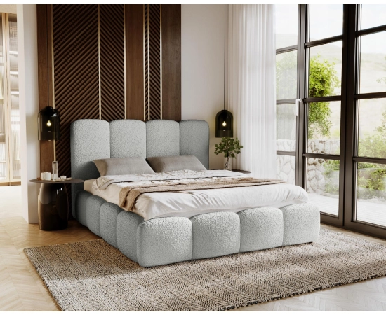 Łóżko tapicerowane tkanina boucle 120x200 Lila