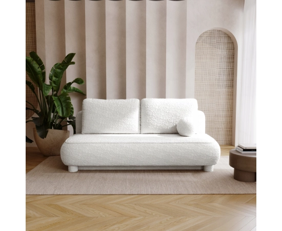 Sofa dwuosobowa okrągłe poduszki Toby tkanina boucle