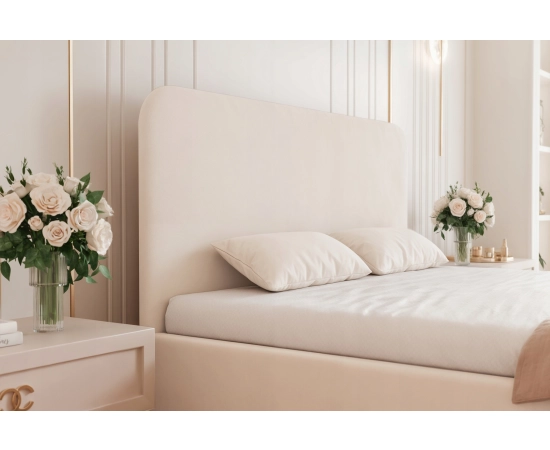 Eleganckie łóżko 160x200 tapicerowane z zagłówkiem i pojemnikiem Monti