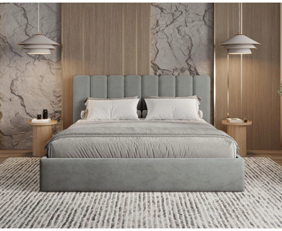 Podwójne łóżko slim z pojemnikiem 160x200 tapicerowane Nuvia