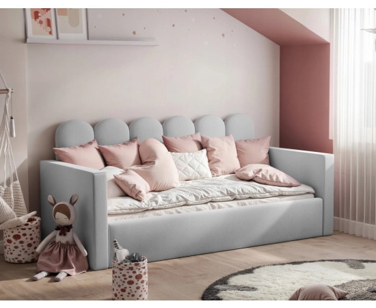 Dziecięce łóżko 80x200 ze stelażem metalowym+pojemnikiem na pościel Zoe II