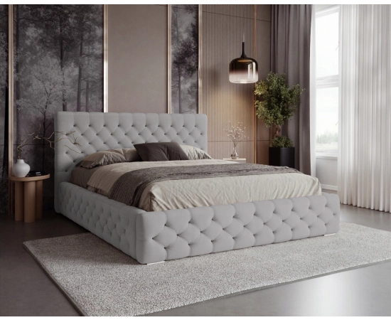 Łóżko tapicerowane całe pikowane 160x200 z pojemnikiem Chester