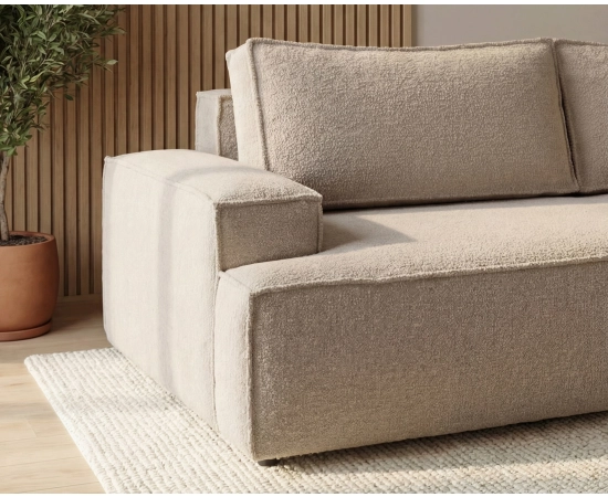 Sofa rozkładana do salonu tkanina boucle z funkcją spania Arvo