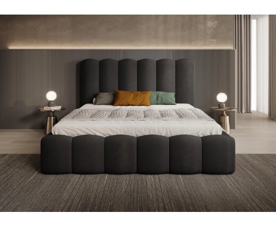 Designerskie łóżko sypialniane 160x200 z półwałkami efekt chmurki Tessa