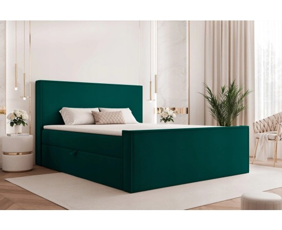 Eleganckie łóżko 160x200 kontynentalne z materacem i lamówką Lunara II