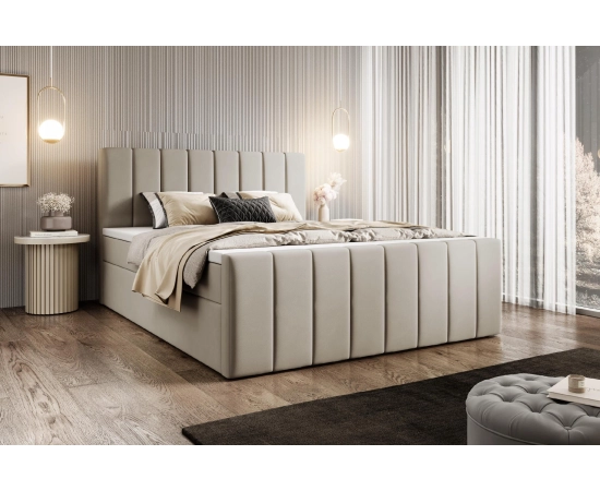 Duże łóżko 200x200 kontynentalne velvet tapicerowane pianka Zuno