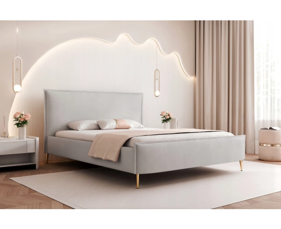 Łóżko tapicerowane ozdobne wezgłowie 180x200 na nogach velvet Pillow II