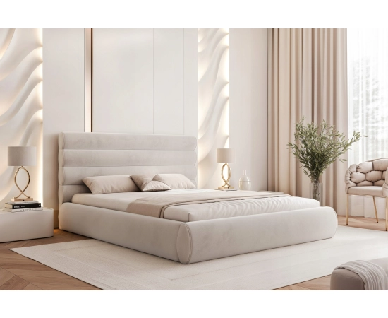 Obłe małżeńskie łóżko do sypialni 200x200 łóżko z pojemnikiem Marbella