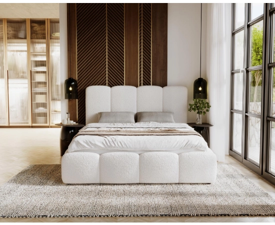 Łóżko tapicerowane tkanina boucle 120x200 Lila