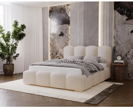 Tapicerowane łóżko nowoczesne grube pasy 160x200 Fluffy