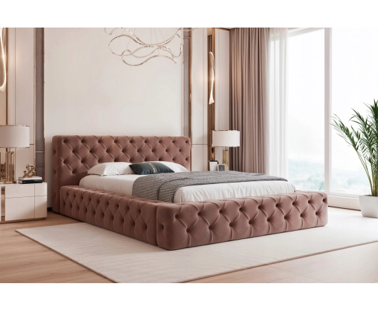 Łóżko pikowane chesterfield z grubymi boczkami 120x200 Clara