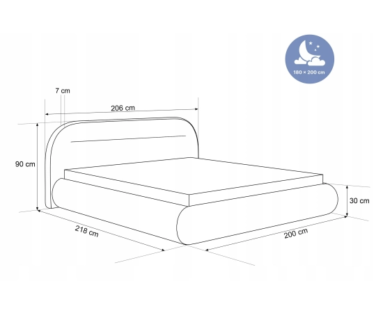 Stylowe łóżko z pojemnikiem 180x200 Apolline