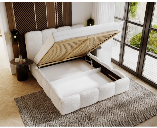 Łóżko tapicerowane tkanina boucle 120x200 Lila