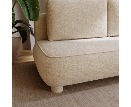 Sofa dwuosobowa okrągłe poduszki Toby tkanina boucle