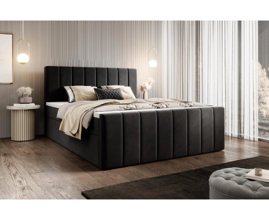 Duże łóżko 200x200 kontynentalne velvet tapicerowane pianka Zuno