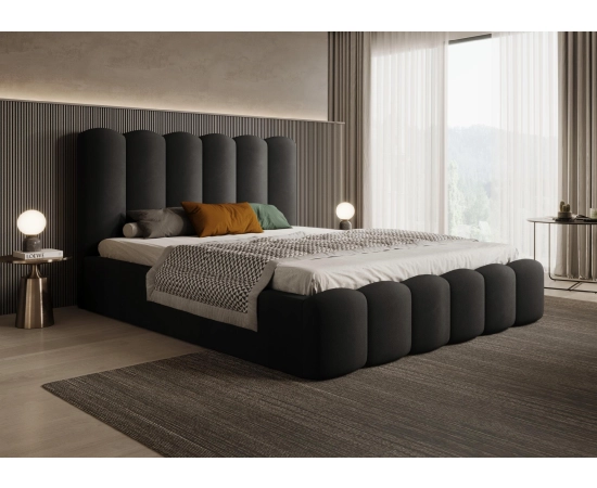 Designerskie łóżko sypialniane 160x200 z półwałkami efekt chmurki Tessa