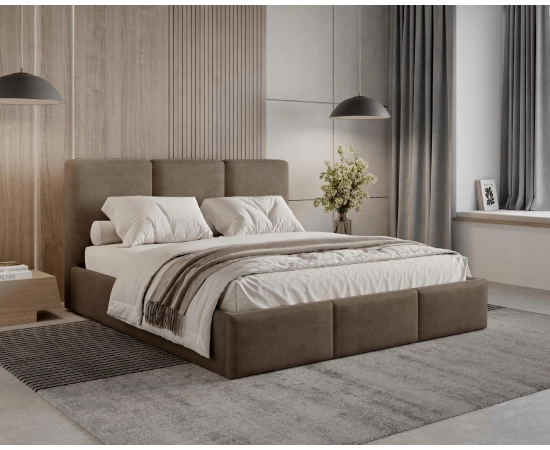 Podwójne łóżko sypialniane 200x200 slim z pojemnikiem Elora