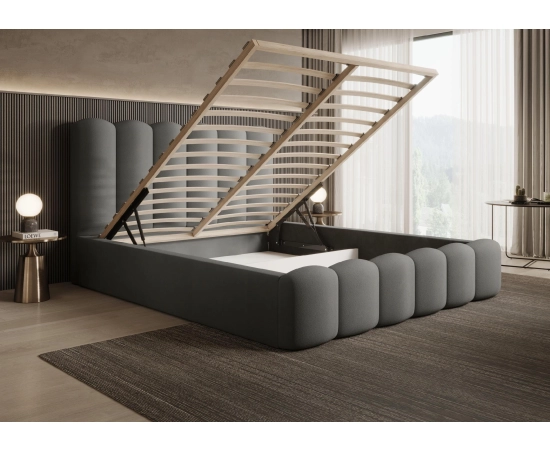 Designerskie łóżko sypialniane 160x200 z półwałkami efekt chmurki Tessa