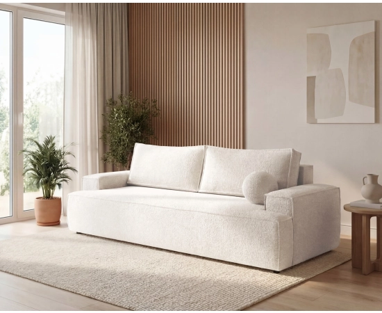 Sofa rozkładana do salonu tkanina boucle z funkcją spania Arvo