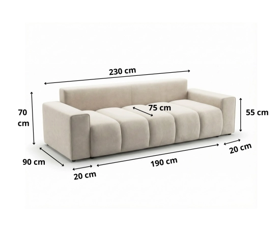 Nowoczesna sofa do salony obłe przeszycia na siedzisku Mavi
