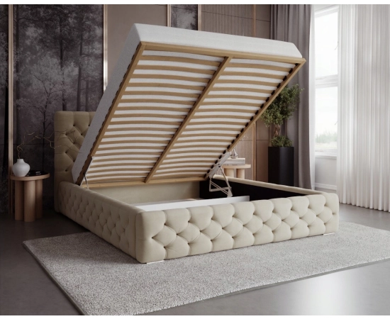 Łóżko tapicerowane dwuosobowe pikowane z pojemnikiem 140x200 Chester