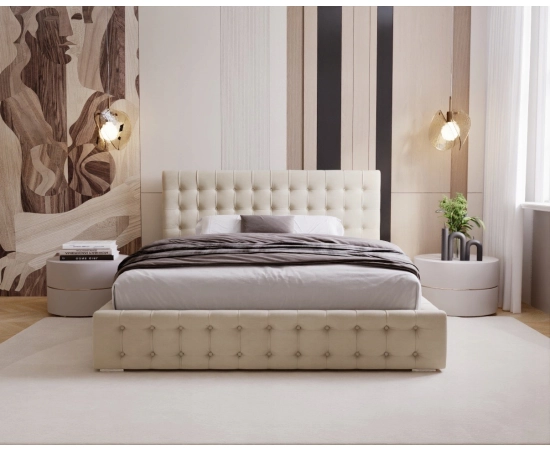 Sypialnia łóżko z pojemnikiem i stelażem pikowane z guzikami 180x200 Palmo