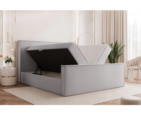 Eleganckie łóżko 160x200 kontynentalne z materacem i lamówką Lunara II
