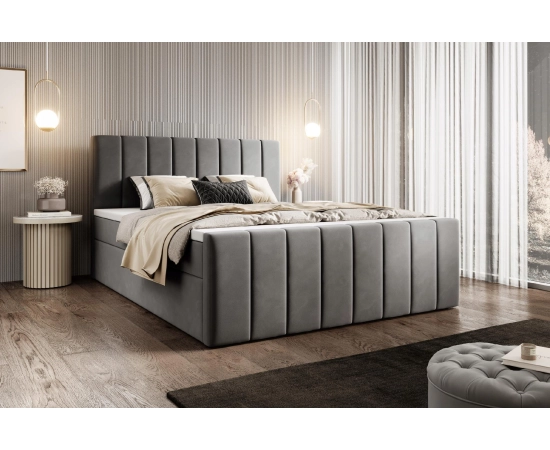 Duże łóżko 200x200 kontynentalne velvet tapicerowane pianka Zuno