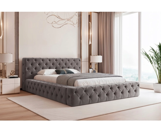 Łóżko pikowane chesterfield z grubymi boczkami 120x200 Clara