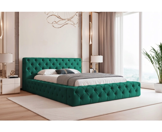 Łóżko pikowane chesterfield z grubymi boczkami 120x200 Clara