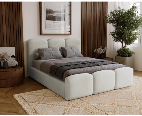 Bufiaste łóżko tapicerowane z pojemnikiem 160x200 Camille